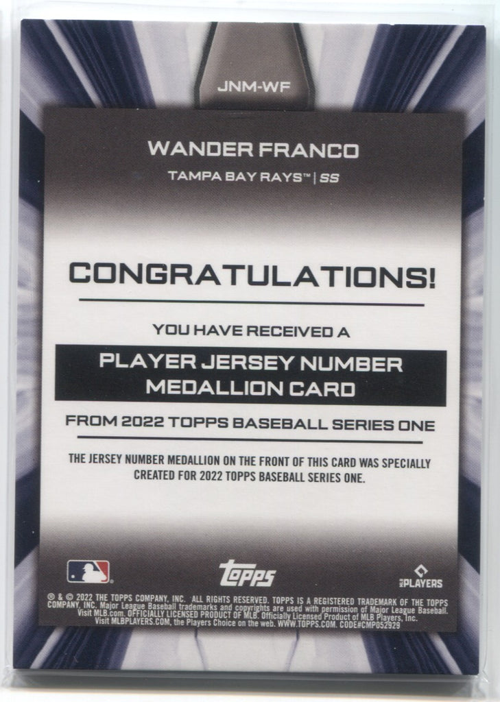 2022 Wander Franco Topps Series 1 PLAYER JERSEY NUMBER MEDALLION #JNM