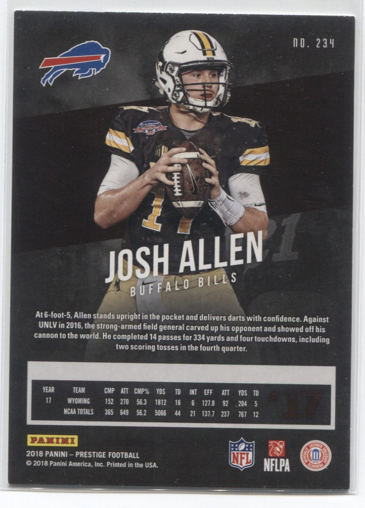 2018 Josh Allen Panini Prestige ROOKIE RC #234 Buffalo Bills