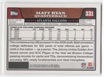 2008 Matt Ryan Topps ROOKIE RC #331 Atlanta Falcons 4