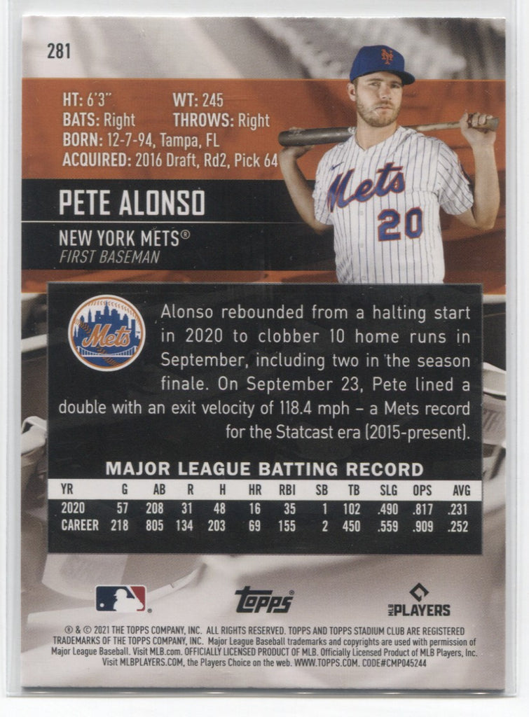 2021 Pete Alonso Topps Stadium Club BLACK AND WHITE #281 New York Mets
