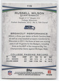 2012 Russell Wilson Bowman ROOKIE RC #116 Seattle Seahawks 3