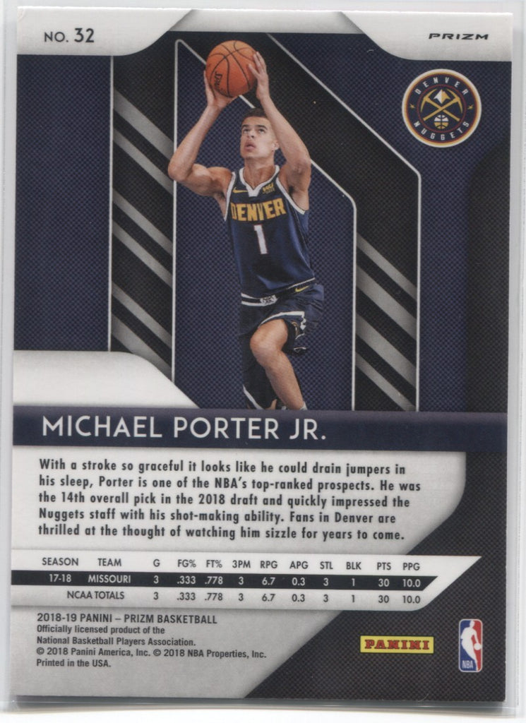 2018-19 Michael Porter Jr. Panini Prizm PINK ICE ROOKIE RC #32 Denver