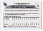 2022 Wander Franco Topps Series 1 ROOKIE RC #215 Tampa Bay Rays 20