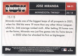 2022 Jose Miranda Topps ROOKIE GOLD GENERATION NOW 75/75 RC #GN71 Minnesota Twins