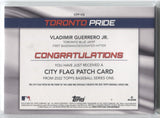 2022 Vladimir Guerrero Jr. Topps Series 1 TORONTO PRIDE CITY FLAG PATCH #CFP-VG Toronto Blue Jays