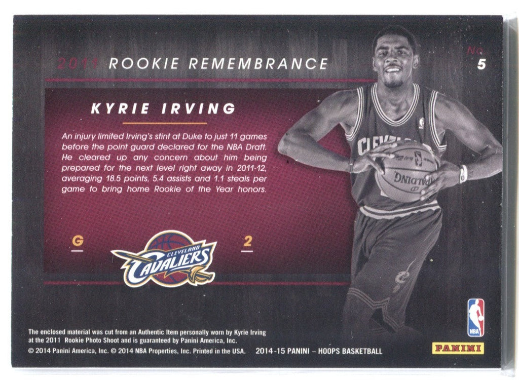 2014-15 Kyrie Irving Panini NBA Hoops 2011 ROOKIE REMEMBRANCE JERSEY R
