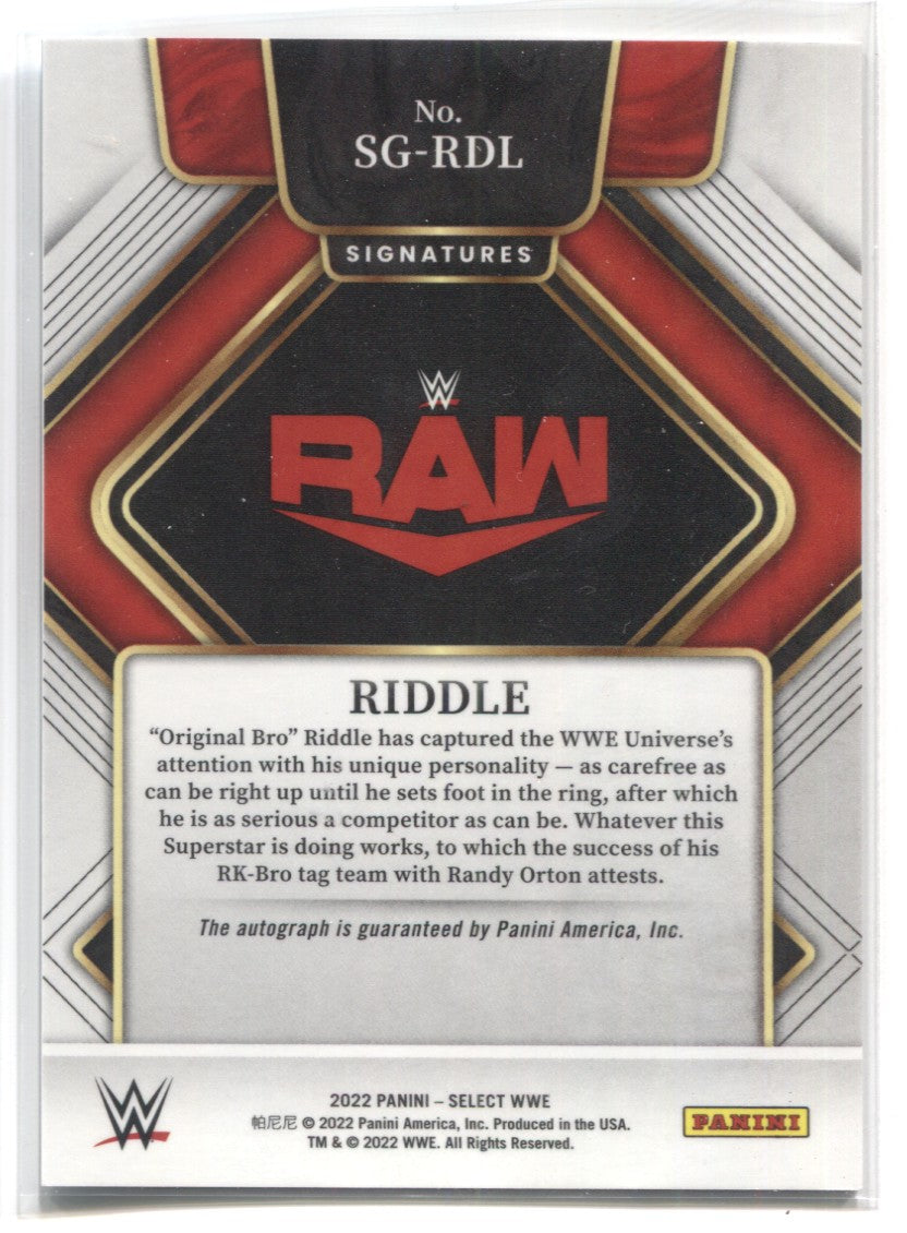 2022 Matt Riddle Panini WWE Select SIGNATURES AUTO AUTOGRAPH #SG-RDL M
