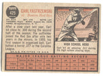 1962 Carl Yastrzemski Topps #425 Boston Red Sox HOF BV $250