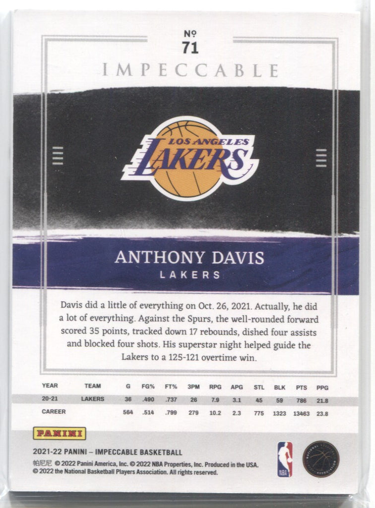 Anthony Davis Autographed 2021-22 Los Angeles Lakers Association