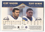 1999 Kurt Warner Tony Horne Pacific ROOKIE RC #343 St. Louis Rams HOF 2