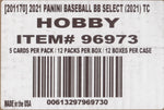 2021 Panini Select Hobby Baseball, 12 Box Case