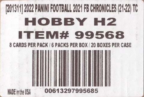 2021 Panini Chronicles Football H2, 20 Box Case