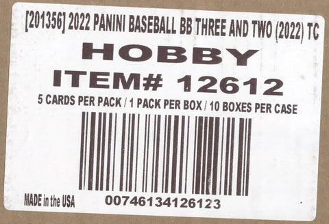 *LAST CASE* 2022 Panini Three & Two Baseball Hobby, 10 Box Case