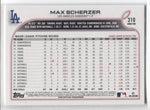 2022 Max Scherzer Topps Series 1 SP PHOTO VARIATION #310 Los Angeles Dodgers