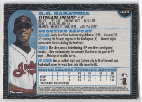 CC Sabathia player worn jersey patch baseball card (Cleveland