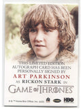 2022 Art Parkinson as Rickon Stark Rittenhouse Game of Thrones The Complete Series Volume 2 FULL BLEED AUTO AUTOGRAPH #NNO