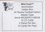 2021 Wild Card Alumination Football Hobby, 12 Box Case