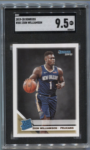 2019-20 Zion Williamson Panini Donruss RATED ROOKIE RC SGC 9.5 #201 New Orleans Pelicans 4637