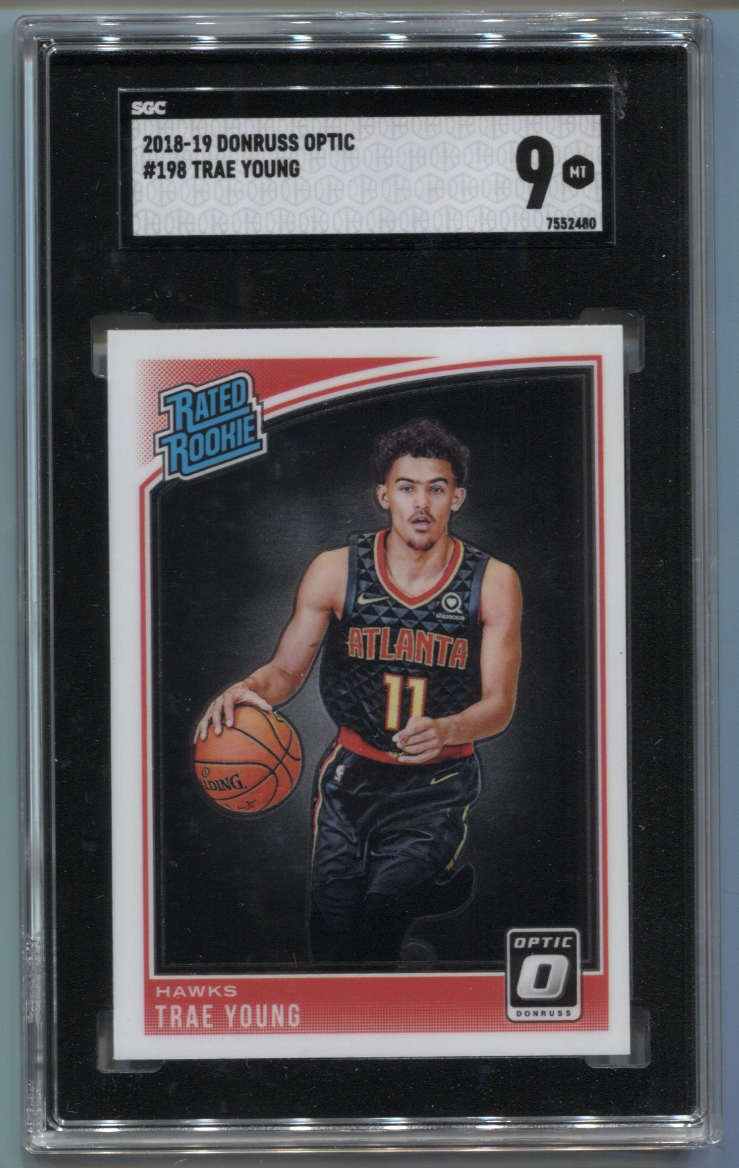 2018-19 Trae Young Donruss Optic RATED ROOKIE RC SGC 9 #198 Atlanta Ha