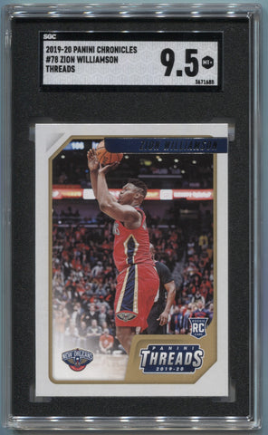 2019-20 Zion Williamson Panini Chronicles Threads ROOKIE RC SGC 9.5 #78 New Orleans Pelicans 1685