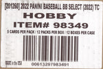 2022 Panini Select Baseball Hobby, 12 Box Case