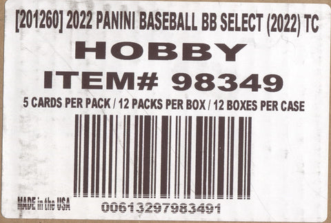 2022 Panini Select Baseball Hobby, 12 Box Case