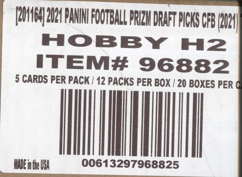 *LAST CASE* 2021 Panini Prizm Draft Picks H2 Hybrid Football, 20 Box Case