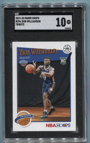 2019-20 Zion Williamson Panini Select NBA Hoops TRIBUTE ROOKIE RC SGC 10 #296 New Orleans Pelicans 5220