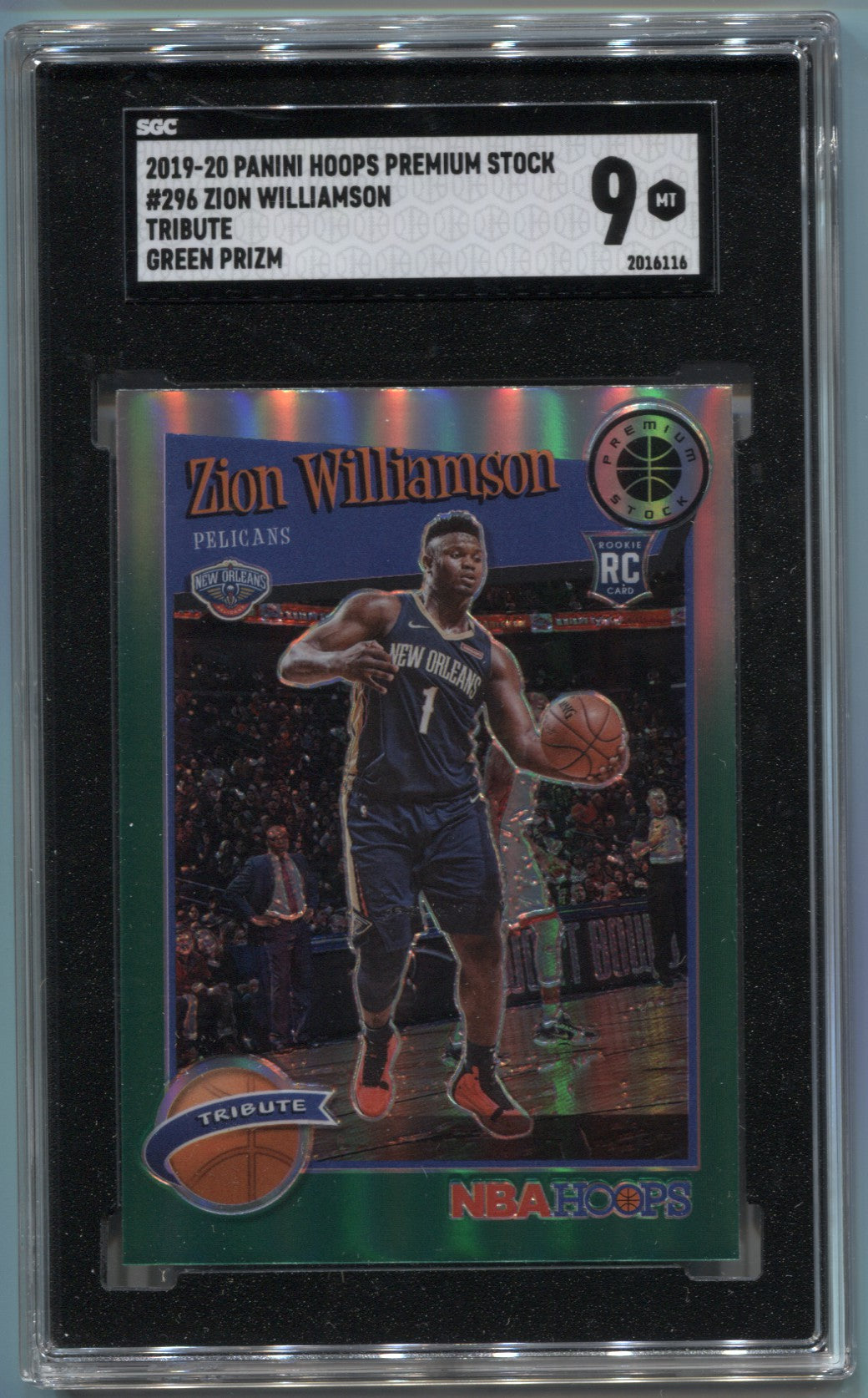 2019-20 Zion Williamson Panini NBA Hoops Premium Stock GREEN TRIBUTE R