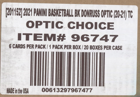 *LAST CASE* 2020-21 Donruss Optic Choice Basketball, 20 Box Case