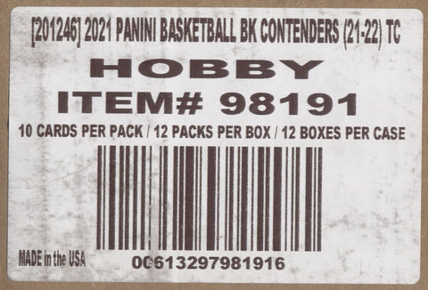 2021-22 Panini Contenders Hobby Basketball, 12 Box Case