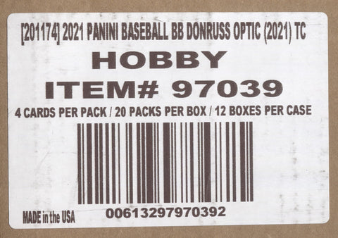 *LAST CASE* 2021 Panini Donruss Optic Hobby Baseball, 12 Box Case